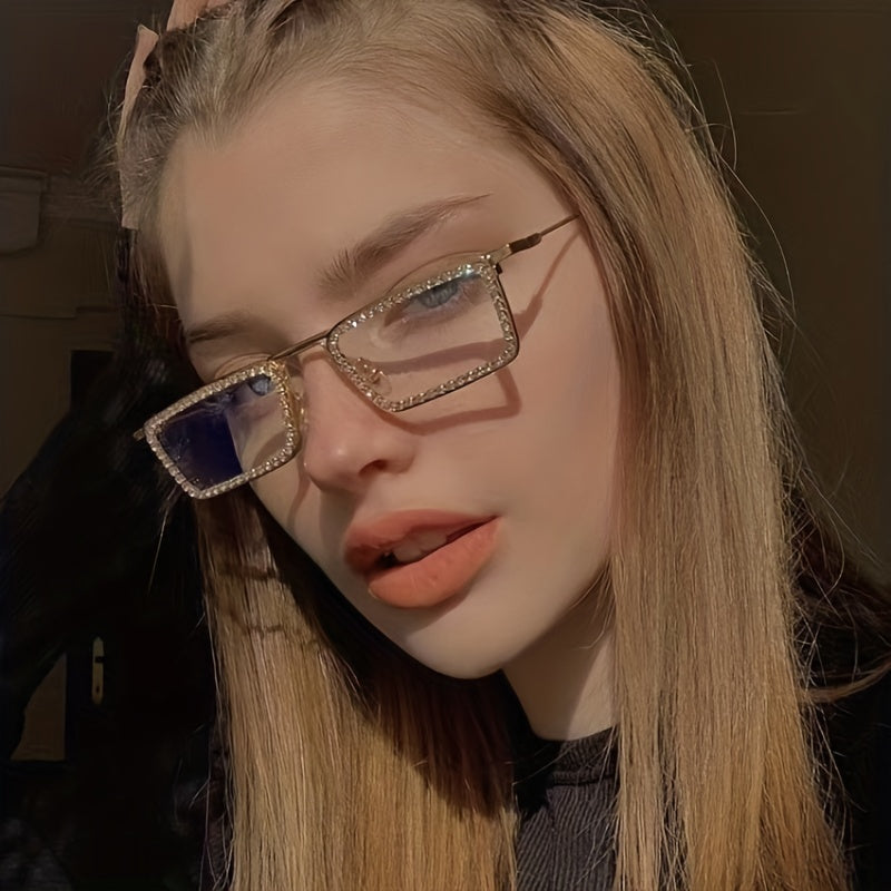 Rhinestone Decor Sunglasses Metal Frame UV400