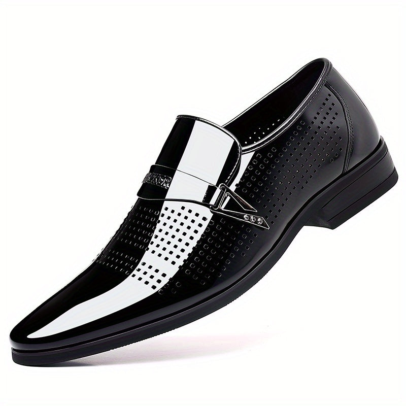Glossy Tux Shoes Almond Toe Leather Loafer