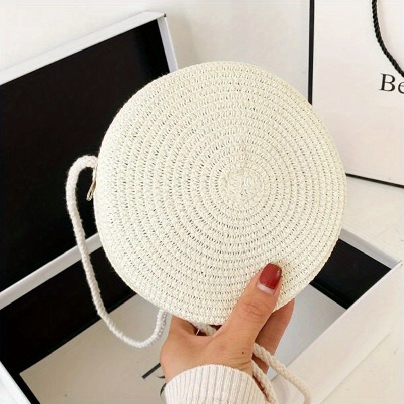 Woven Round Crossbody Bag Beach Handbag for Women
