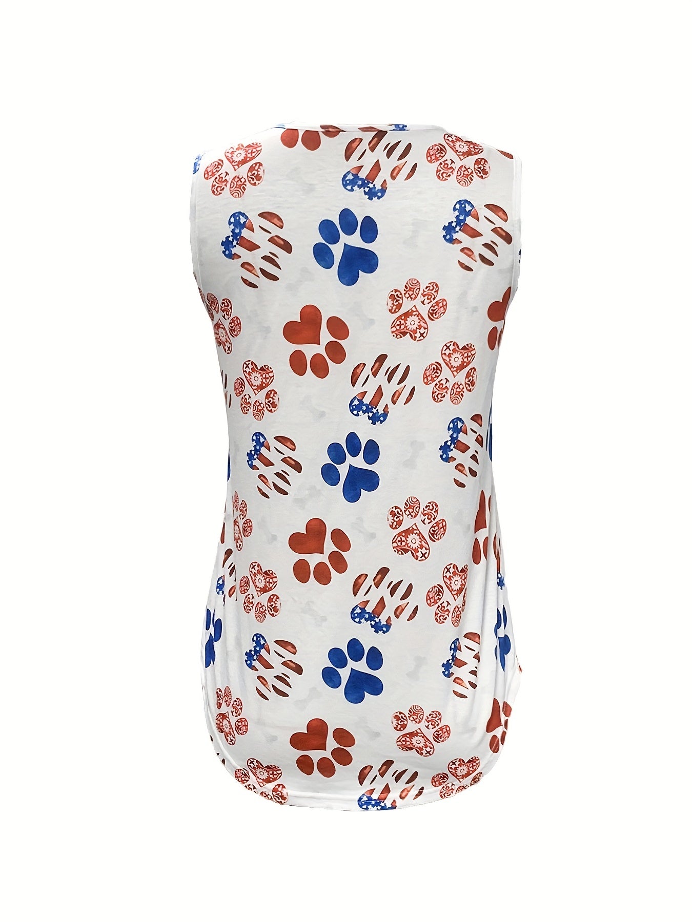 Paw Print Square Neck Tank Top Summer Sleeveless Casual Women's Clothing