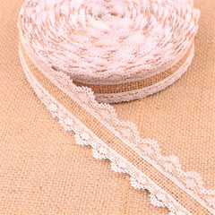 2m Lace Linen Roll with Lace Linen Rope on Both Sides DIY Craft