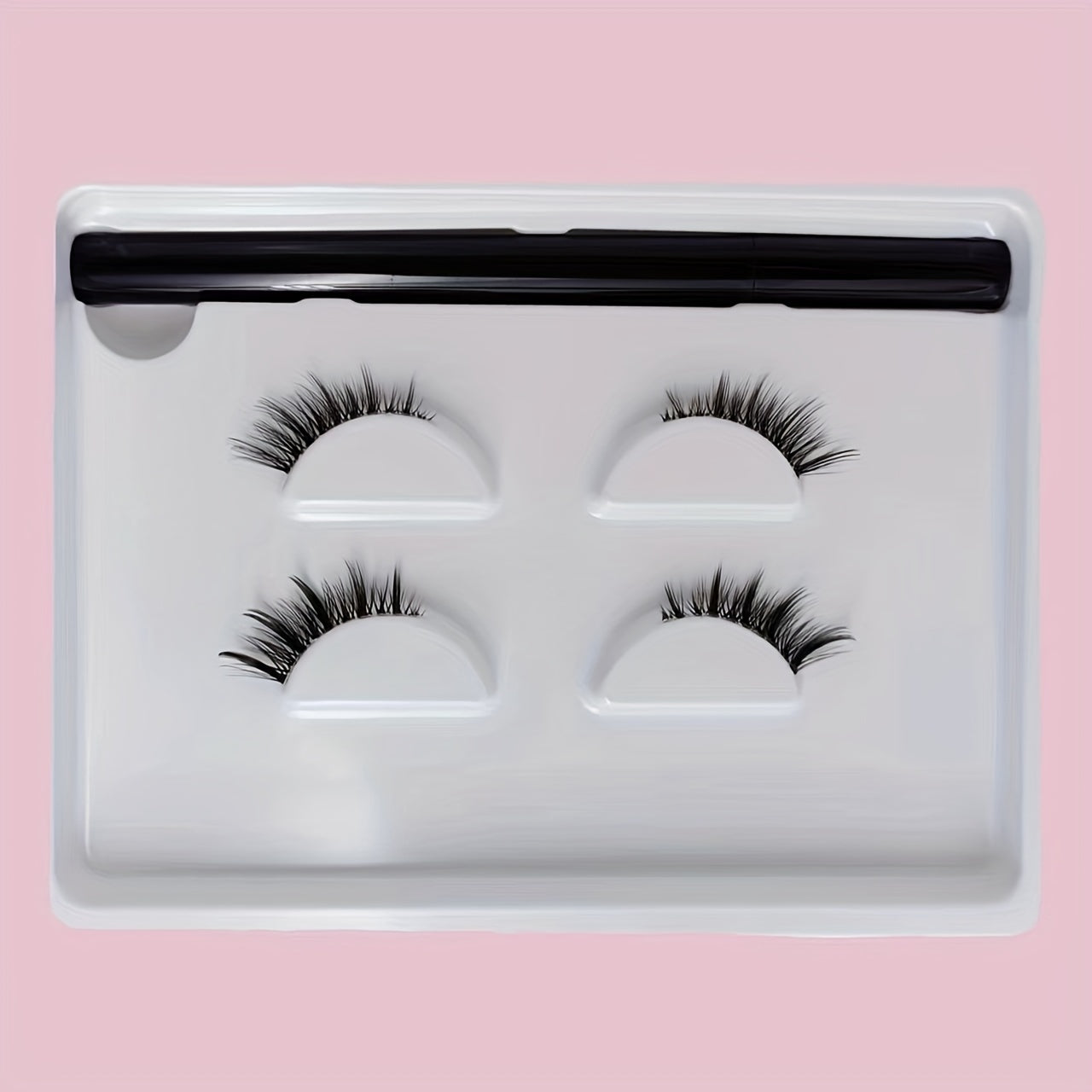 2 Pairs Half Lashes & Eyeliner Set Clear Band Fishtail Crisscross Style
