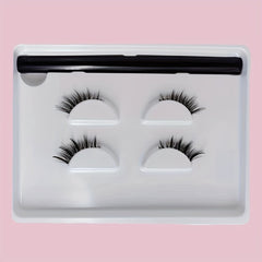 2 Pairs Half Lashes & Eyeliner Set Clear Band Fishtail Crisscross Style