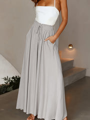 Solid Wide Leg Trousers With Pockets