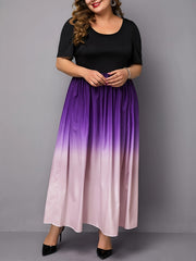  Ombre Print Short Sleeve Maxi Dress