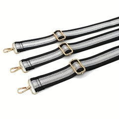 Adjustable Shoulder Bag Strap with Silver Stripe Durable Bag Travel Accessories