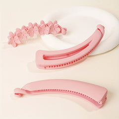 3pcs Peach Pink Frosted Banana Clips Hair Accessories