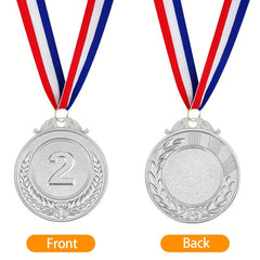 3 Pack Olympic Style Medals Silver Bronze Metal Award Medals with Neck Ribbon
