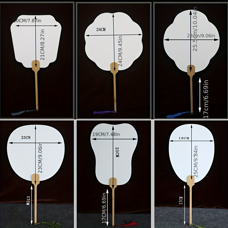 DIY Chinese Paper Fan Bamboo Handle Tassel Ancient Costume Women
