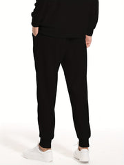 Waffle Pattern Drawstring Sweatpants Loose Fit Pants Men