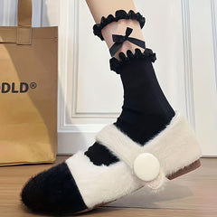 Mesh Bow Socks & Ruffle Stockings