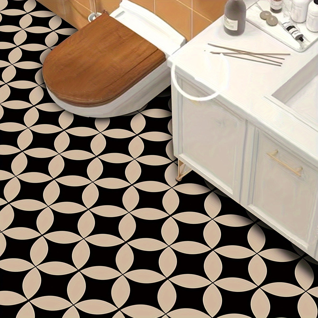 6pcs Moroccan Tile Peel And Stick 20 X 20 Printed Matte Waterproof Vinyl