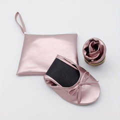 Women's Rollable Ballet Flats Soft Sole Wedding Shoes + Bag
