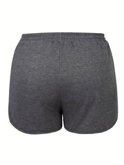  Solid Drawstring Elastic Shorts - Women's Plus