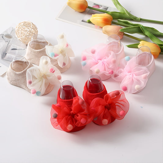 Baby Socks 0-3 Years Cotton Polka Dot Bow Socks