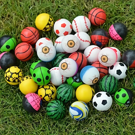 10pcs High Bouncy Balls Mixed Pattern For Kids Prizes 25MM