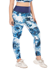 Marble Print Yoga Sports Leggings Plus Size with Pocket