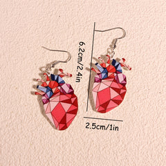 Rainbow Heart Hip Hop Style Earrings