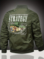 Embroidered Patch Men's Slim Fit Sports Jacket