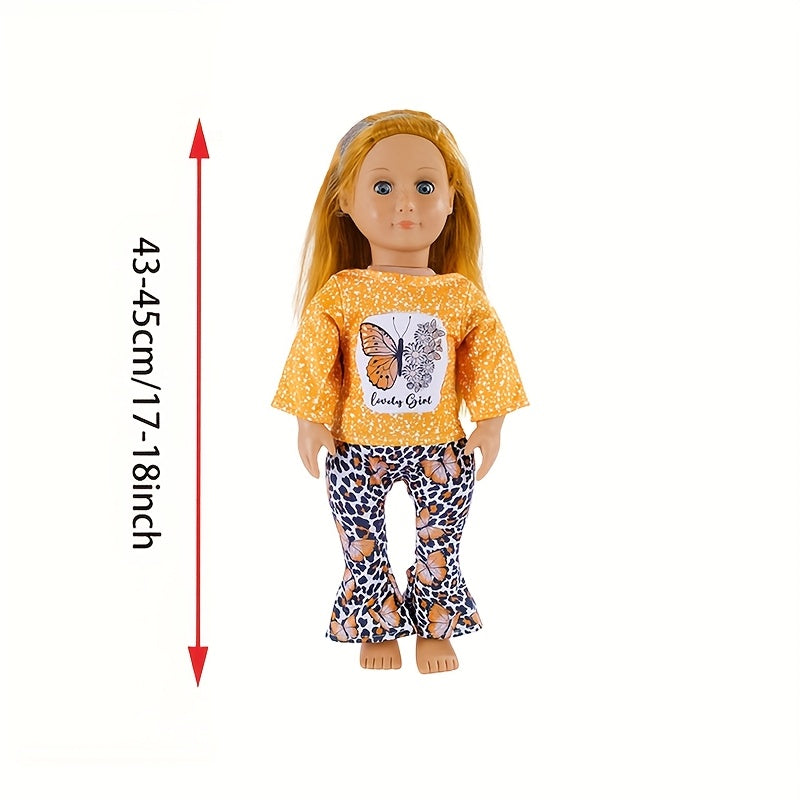 Butterfly Pattern Doll Clothing Set for 17-18 Inch Dolls