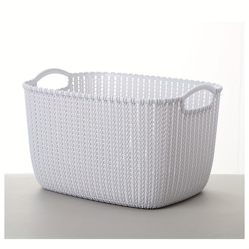 1pc Rattan Woven Basket Desktop Storage Basket Household Organizer