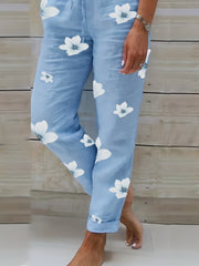 Women's Plus Floral Print High Rise Straight Leg Pants