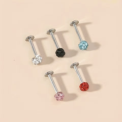 5pcs Rhinestone Labret Nose Stud Earrings