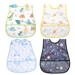 Waterproof Baby Bibs with Crumb Catcher Pocket