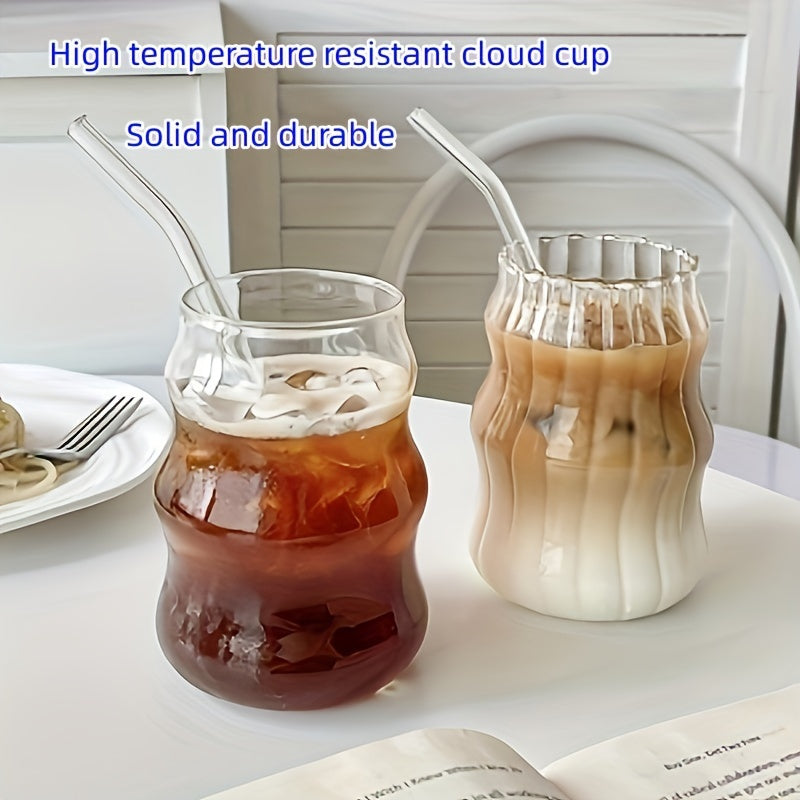 2pcs Glass Cups With Straws for Home and Office