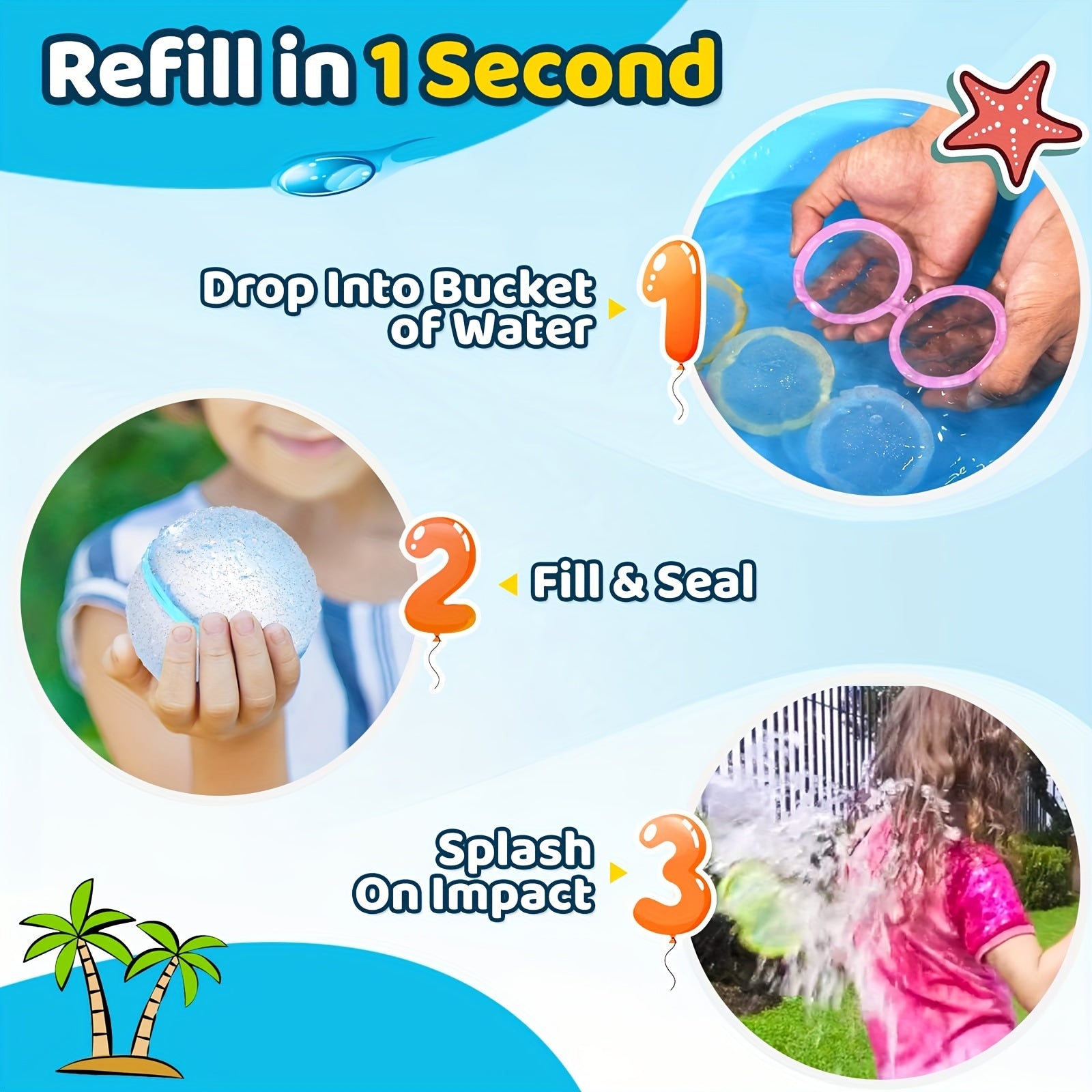 24PCS Silicone Water Polo Refillable Balloons