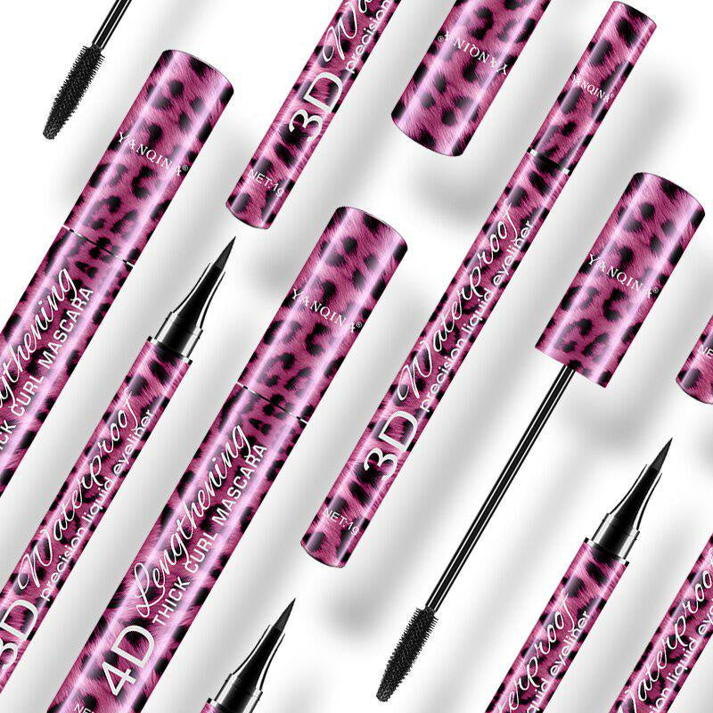 Leopard Mascara Eyeliner Set Waterproof 4D Fiber