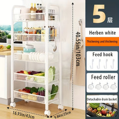 Iron Storage Rack With Wheels Bookshelf Movable Small Cart Storage Shelf
