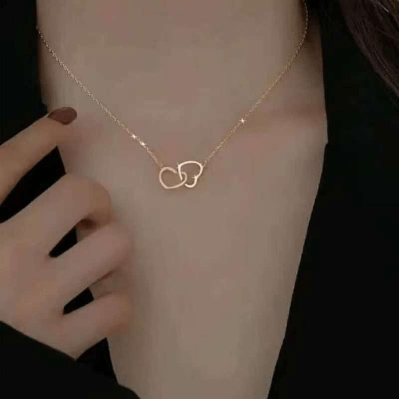 Double Heart Pendant Necklace - Elegant Jewelry for Women