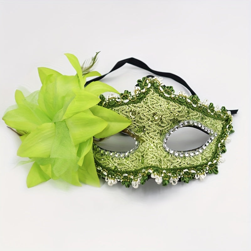 Prom Mask Women's Green Lace Mask Halloween Costume