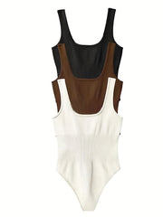 3 Pack U Neck Slim Bodysuit Sleeveless