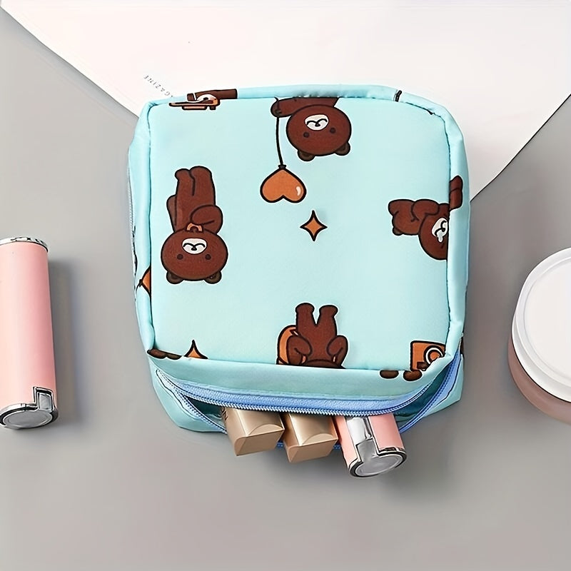 Cartoon Pattern Sanitary Napkin Bag Zipper Organizer Pouch