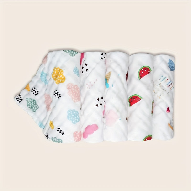 5pcs Baby Towels Cartoon Gauze Square Towels