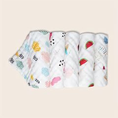 5pcs Baby Towels Cartoon Gauze Square Towels
