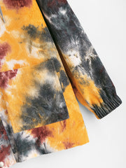 Men's Hooded Tie Dye Corduroy Zip Up Jacket