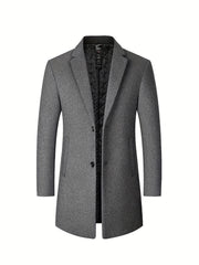 Men's Woolen Coat Single Breasted Casual Windbreaker Jacket