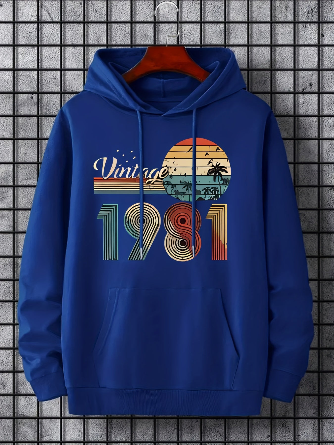 Vintage Graphic Print Hoodie Men's Pullover Hooded Sweatshirt