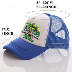 Men's Multicolor Palm Tree Print Peaked Cap