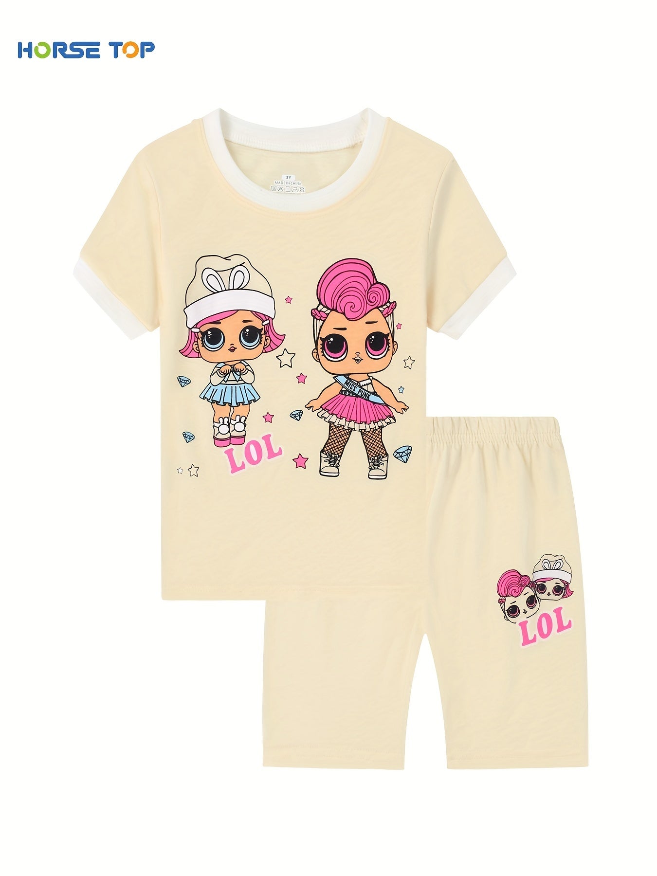 2pc Toddler Girls Cartoon Graphic Pajama Set