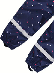 Girls' Star Print Overalls & Rain Pants Set