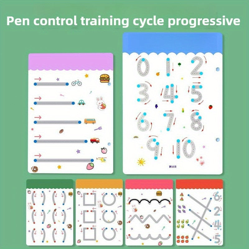 34 Page Control Pen Exercise Book Set for Kids, Erasable Pens