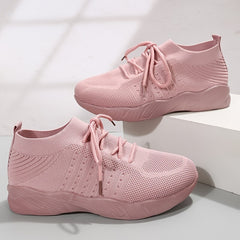 Solid Embossed Weave Sneaker Running Shoes for Women