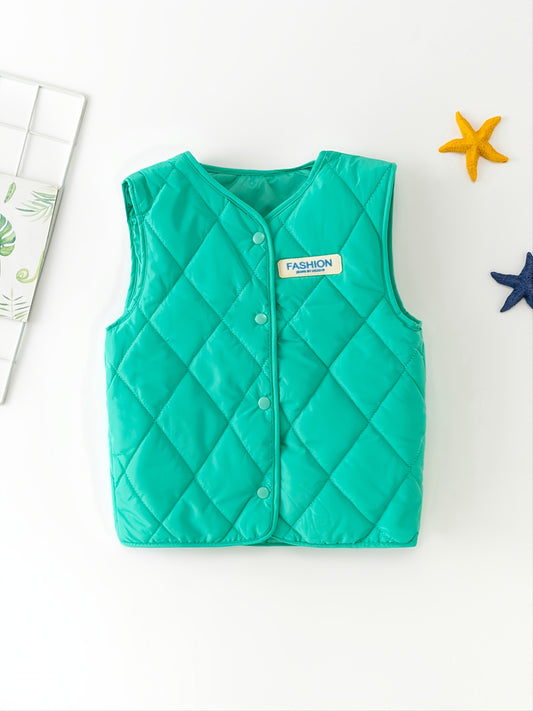 Kids Solid Alphabet Warm Vest Autumn And Winter