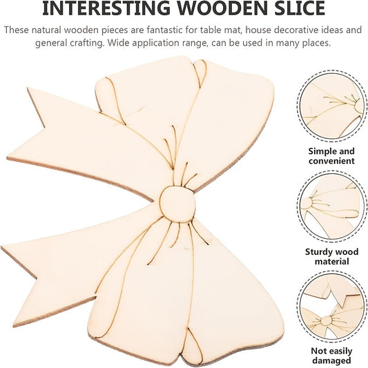10pcs Bowknot Shaped Wooden Cutouts Wood Ornament for Crafts Projects