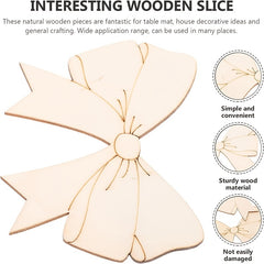10pcs Bowknot Shaped Wooden Cutouts Wood Ornament for Crafts Projects