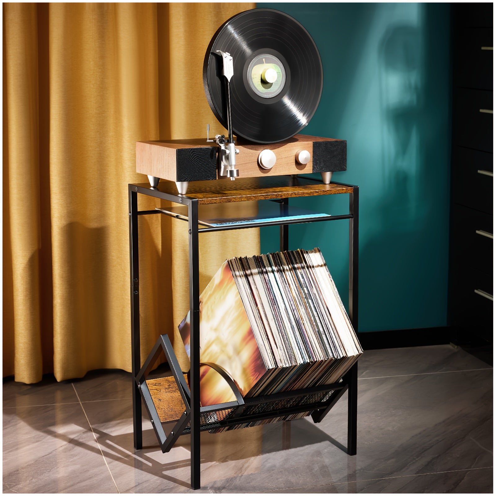 2 Tier Iron Bookshelf & Record Storage